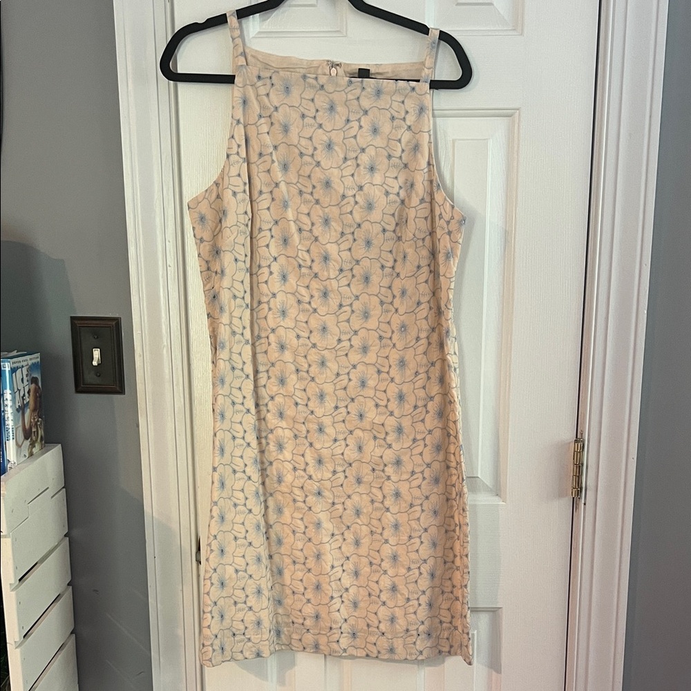 NWT Ann Taylor Floral Sleeveless Dress - Cream and Blue Size 12